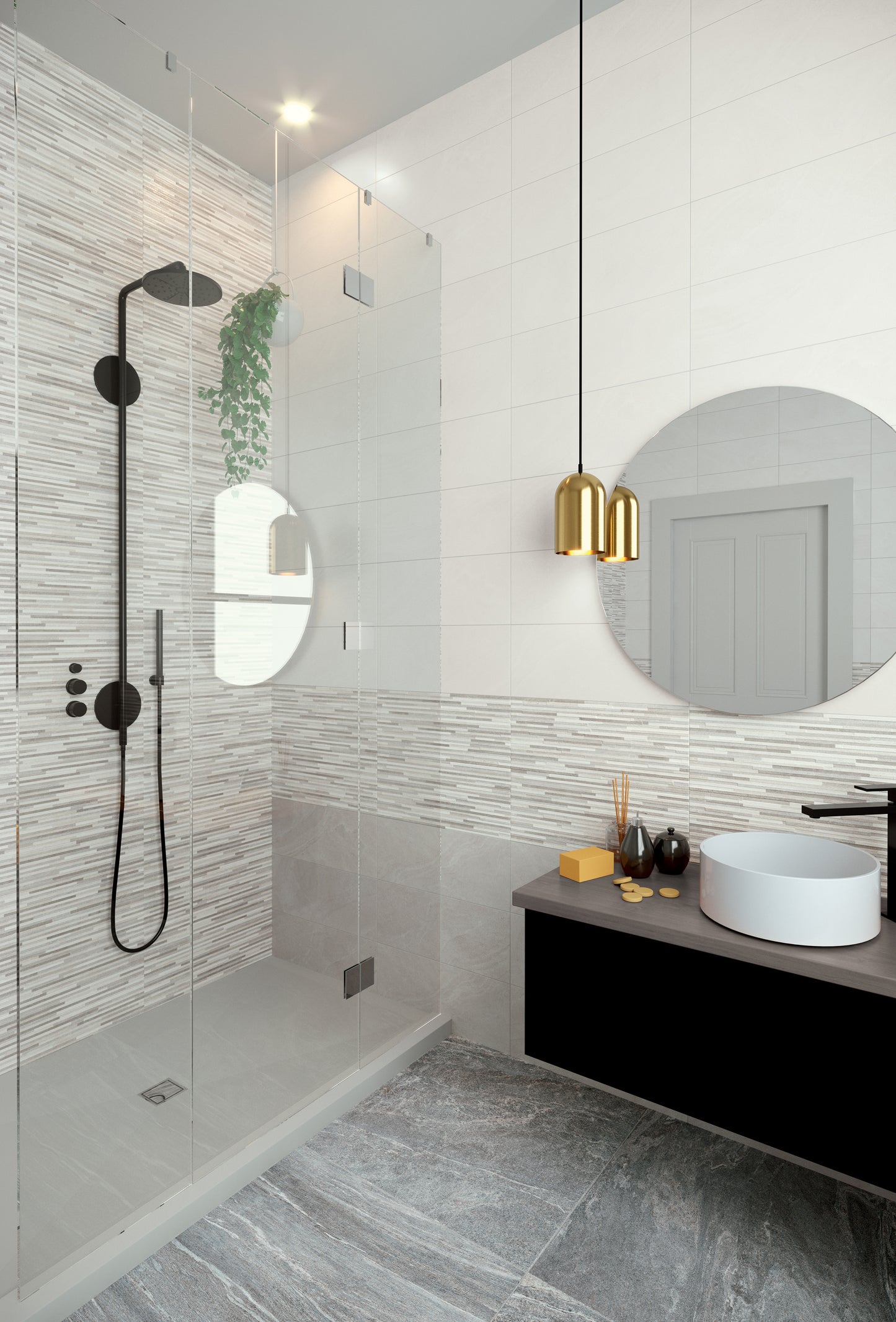 Habita Grey Plain Tile 20x50cm - SOLD IN FULL BOXES OF 1.6m2